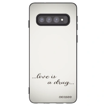 Picasee silikonowe czarne etui na Samsung Galaxy S10 G973 - Love is a drug