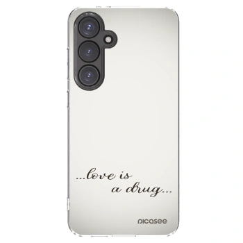 Picasee silikonowe przeźroczyste etui na Samsung Galaxy S24 FE S721B - Love is a drug