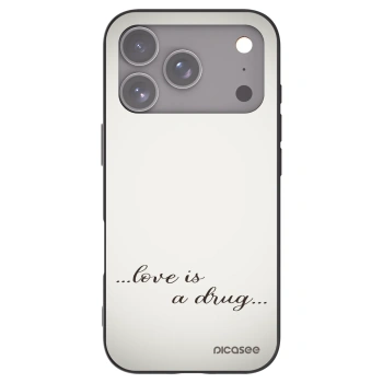 Picasee silikonowe czarne etui na Apple iPhone 17 Pro - Love is a drug