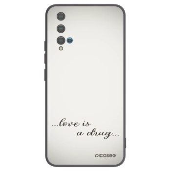 Picasee silikonowe czarne etui na Huawei Nova 5T - Love is a drug
