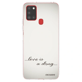 Picasee silikonowe przeźroczyste etui na Samsung Galaxy A21s - Love is a drug