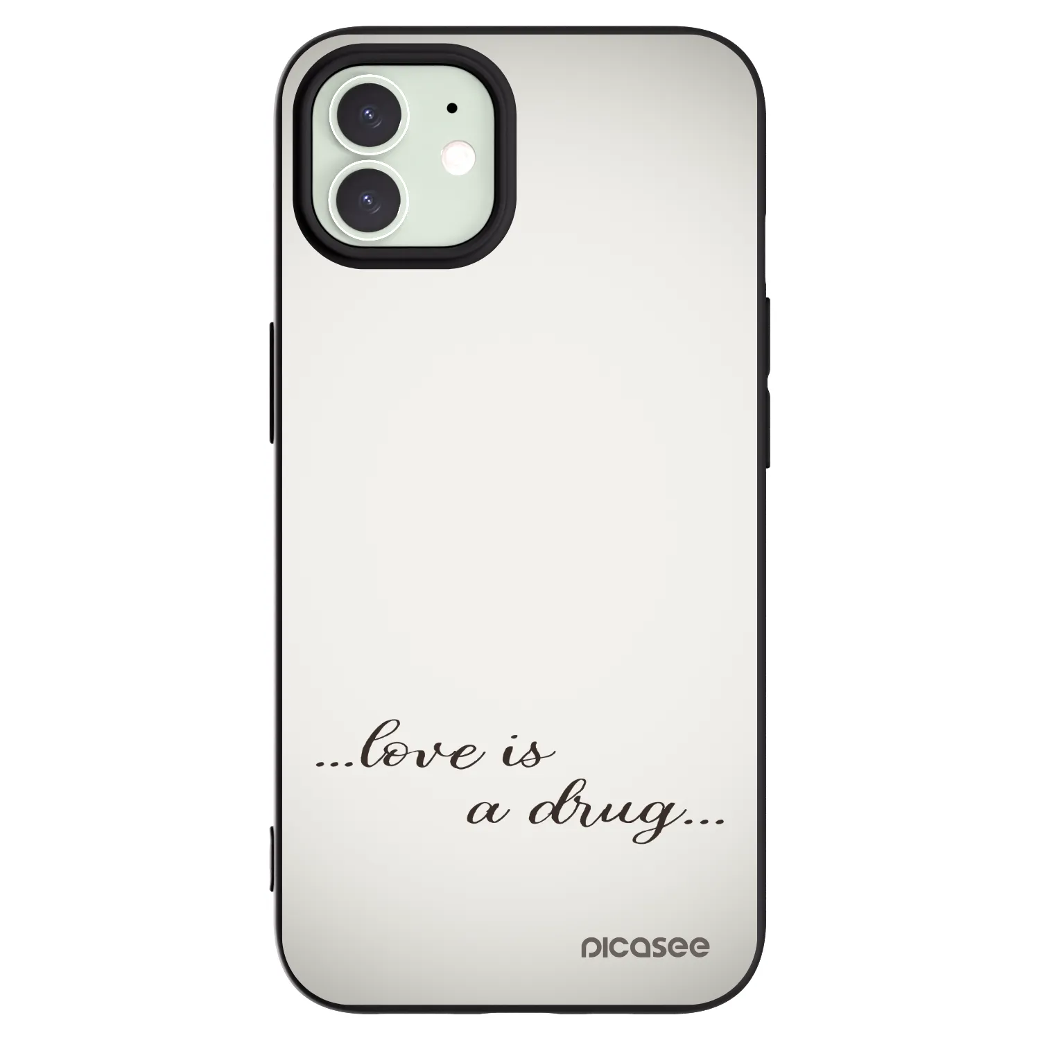 Picasee silikonowe czarne etui na Apple iPhone 12 - Love is a drug