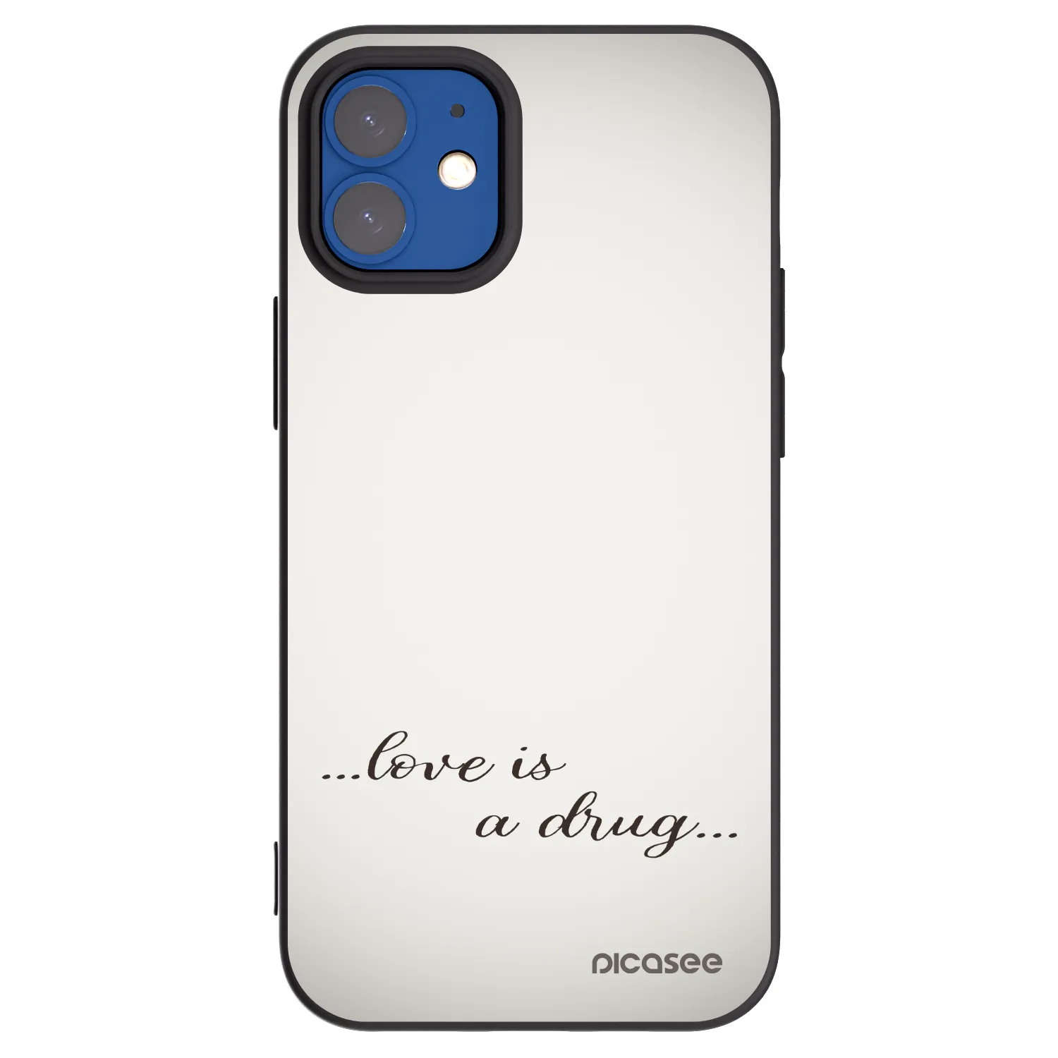 Picasee silikonowe czarne etui na Apple iPhone 12 mini - Love is a drug