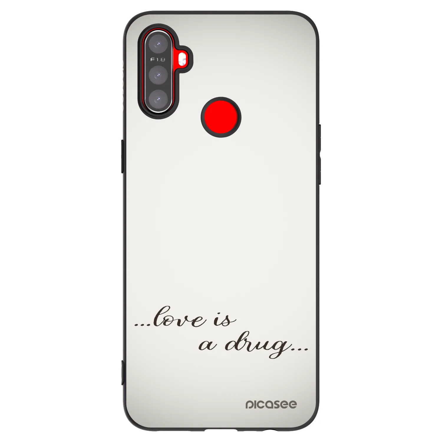 Picasee silikonowe czarne etui na Realme C3 - Love is a drug