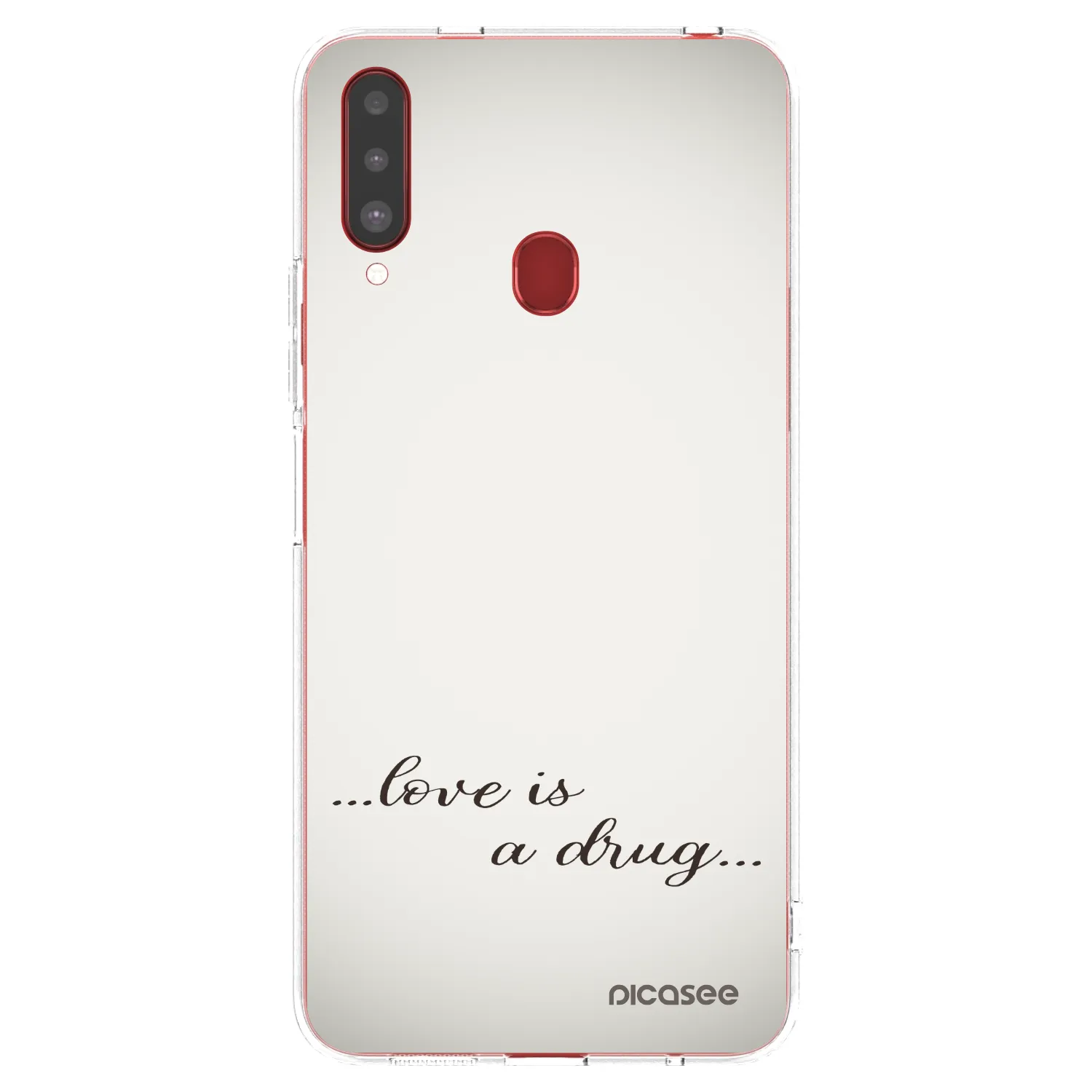 Picasee silikonowe przeźroczyste etui na Samsung Galaxy A20s - Love is a drug