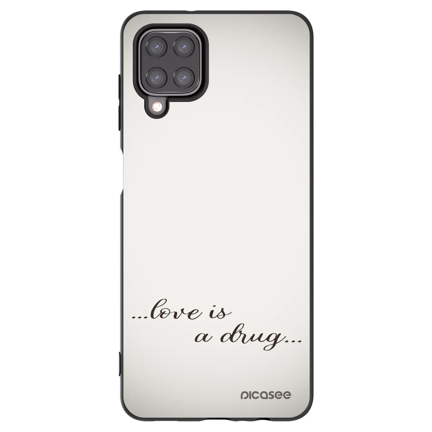 Picasee silikonowe czarne etui na Samsung Galaxy A12 A125F - Love is a drug