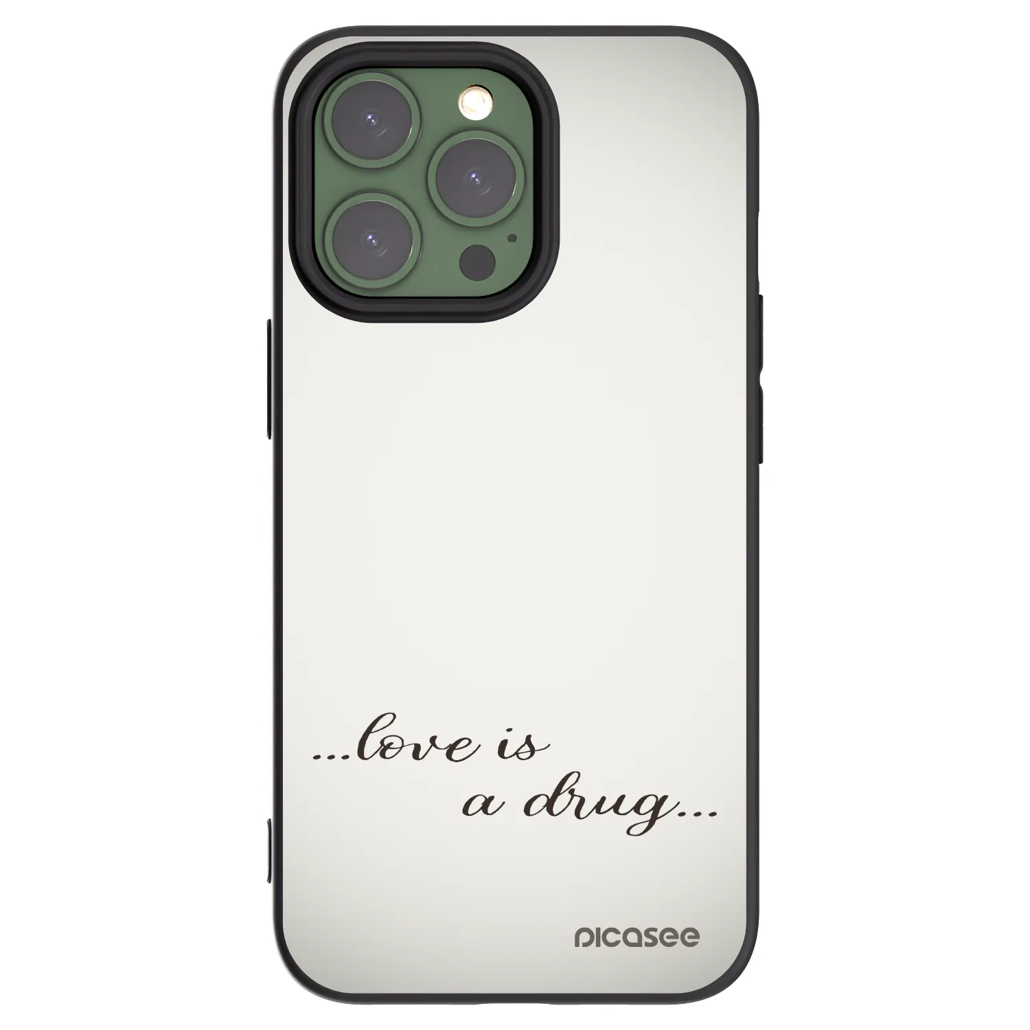 Picasee silikonowe czarne etui na Apple iPhone 13 Pro - Love is a drug