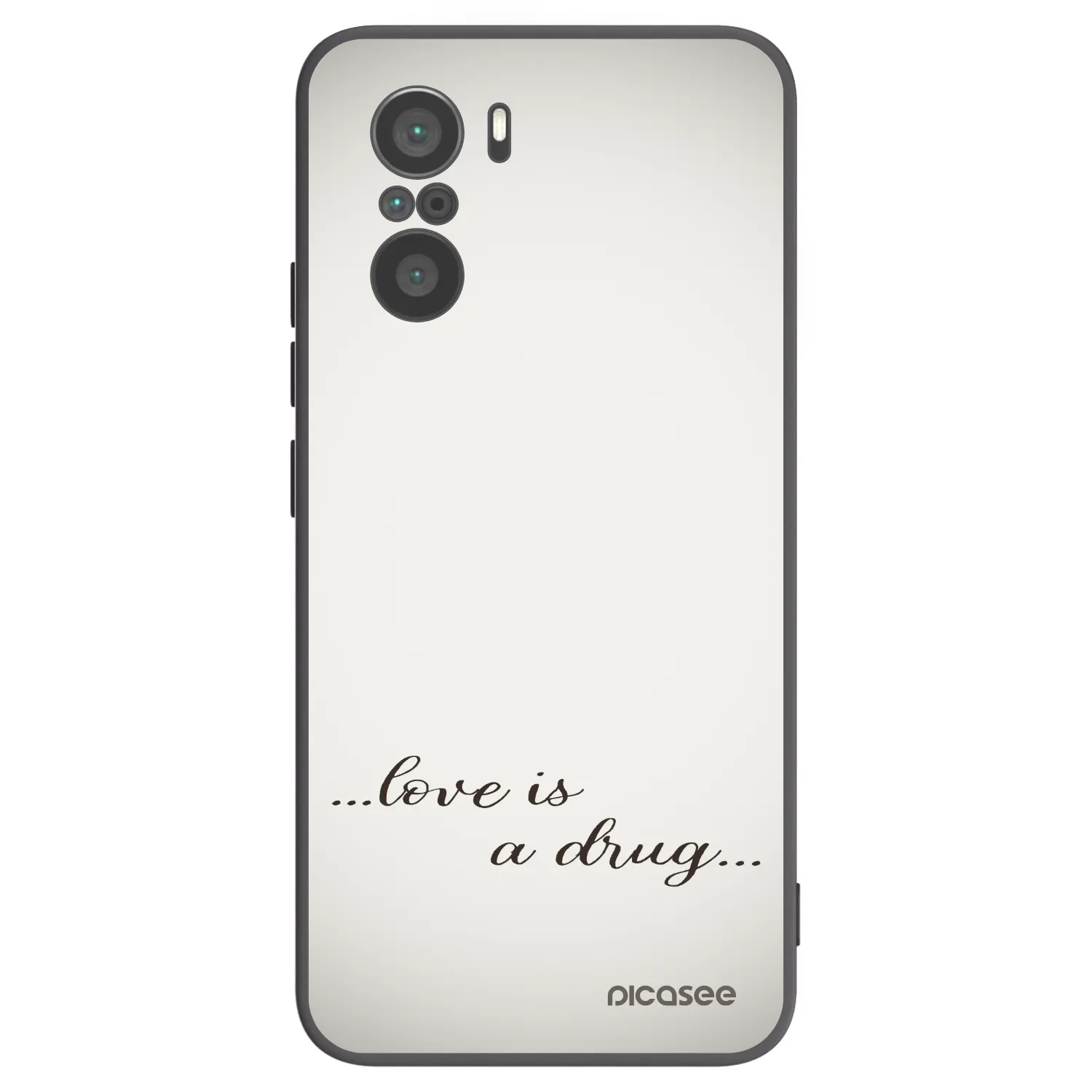 Picasee silikonowe czarne etui na Xiaomi Poco F3 - Love is a drug
