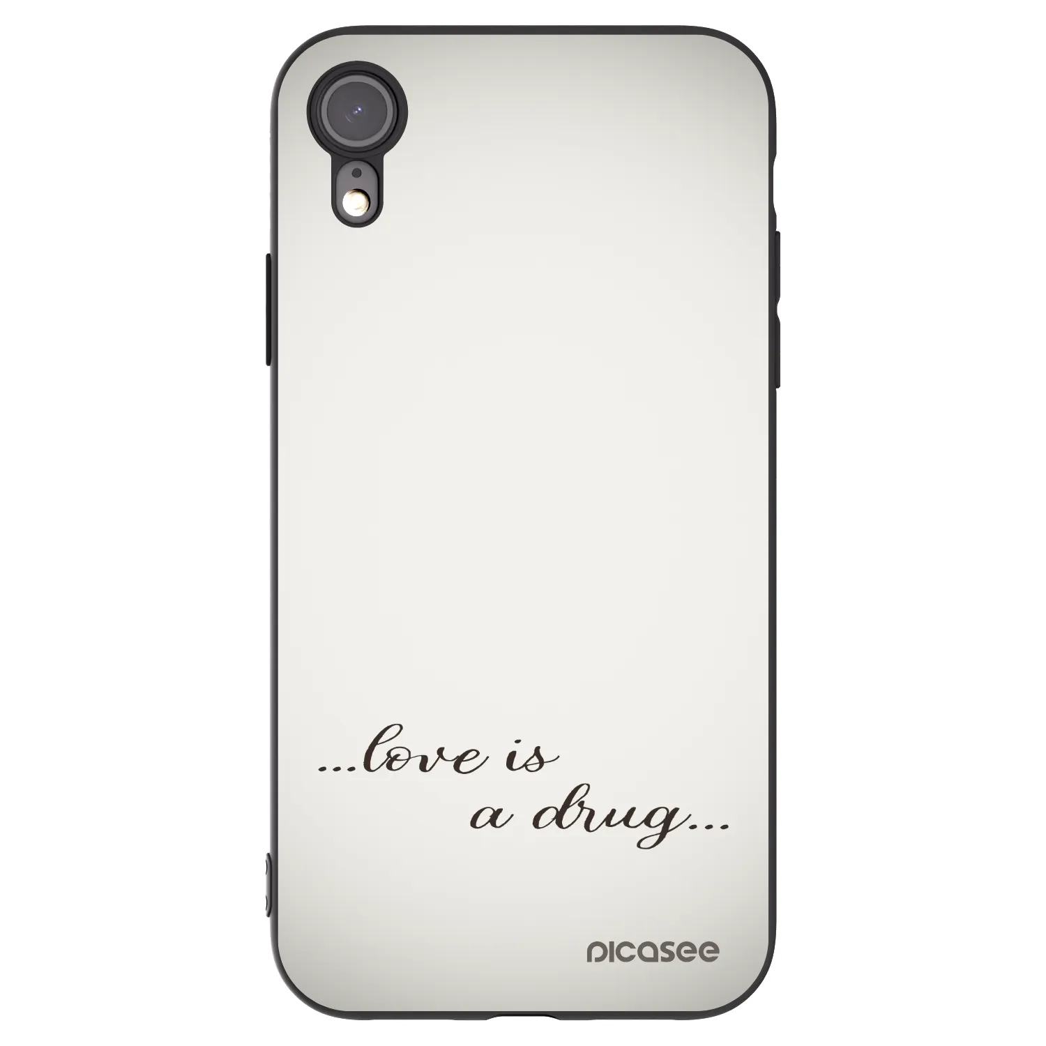 Picasee silikonowe czarne etui na Apple iPhone XR - Love is a drug