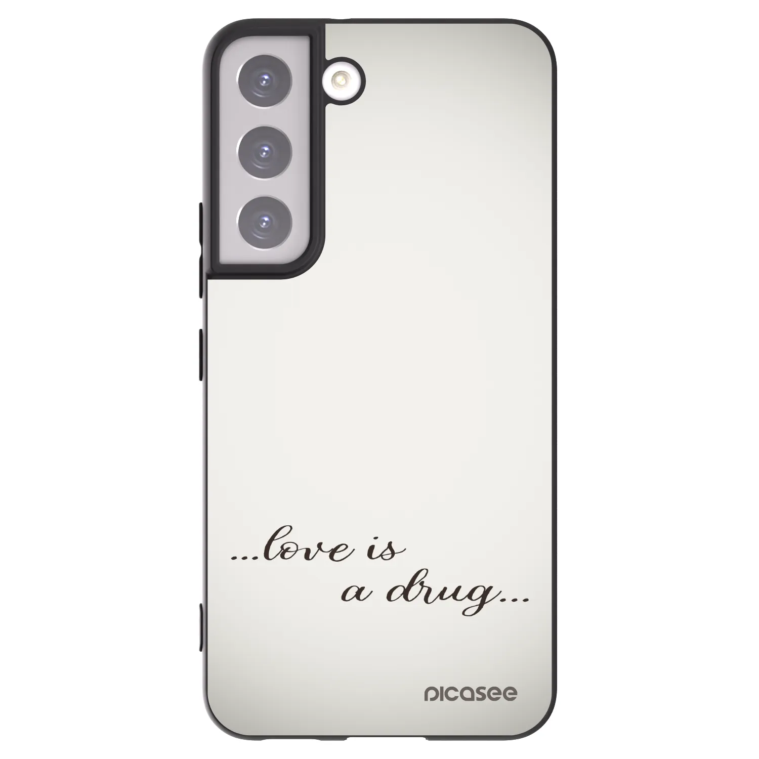 Picasee silikonowe czarne etui na Samsung Galaxy S22 5G - Love is a drug