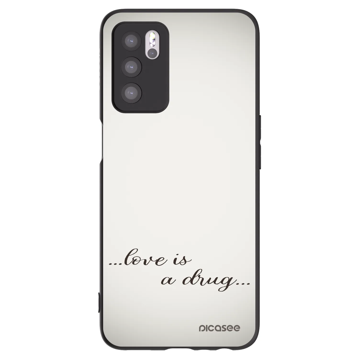 Picasee silikonowe czarne etui na OPPO A16s - Love is a drug