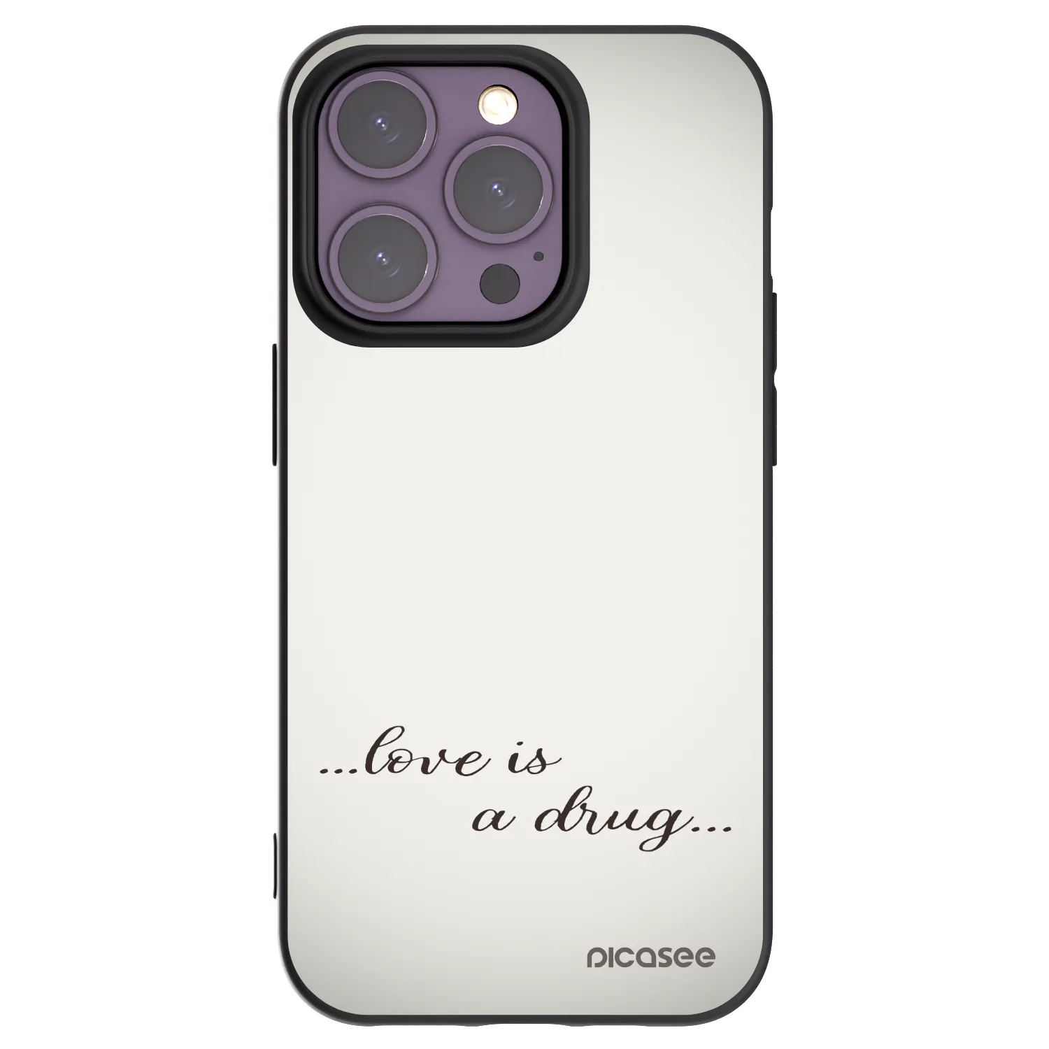 Picasee silikonowe czarne etui na Apple iPhone 14 Pro - Love is a drug
