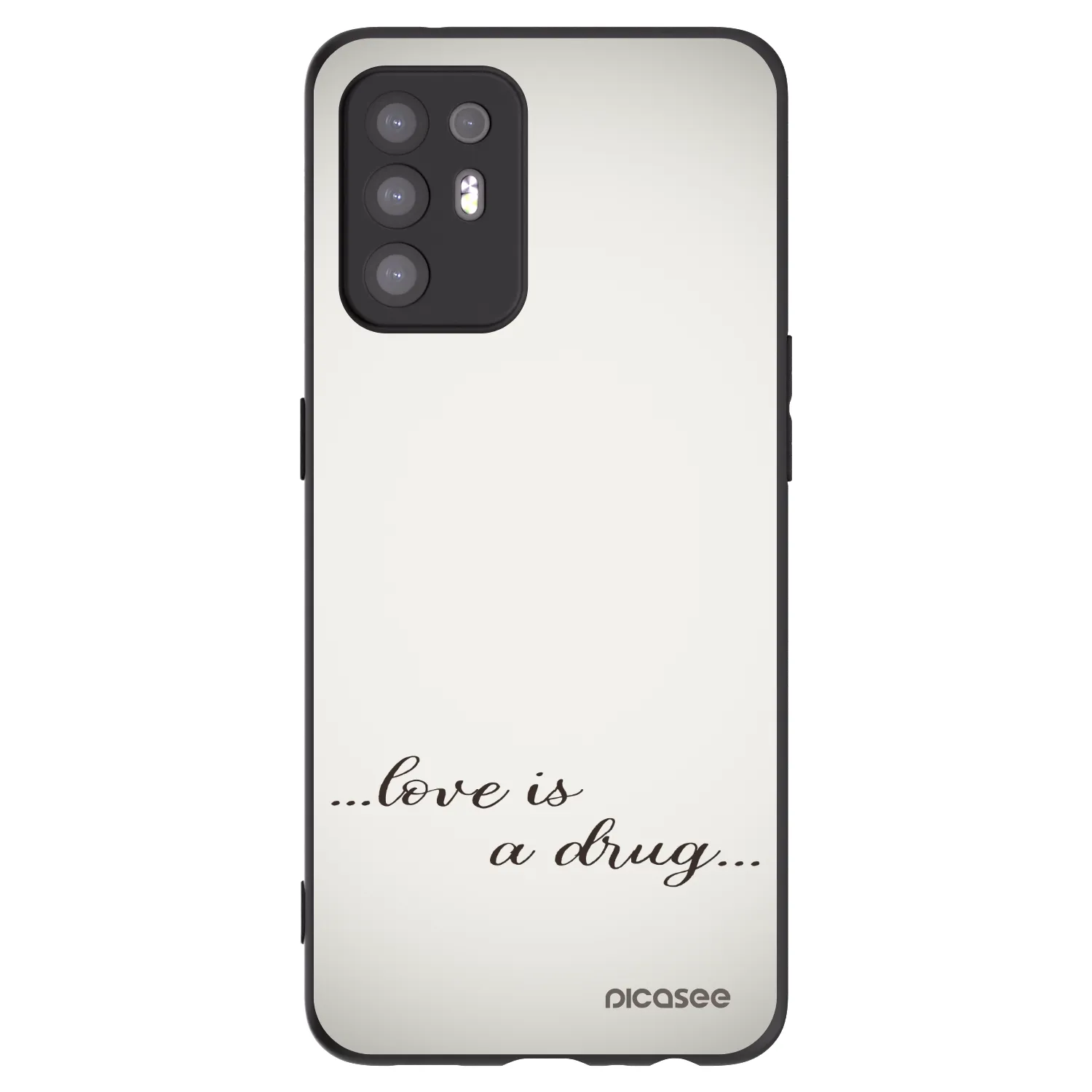 Picasee silikonowe czarne etui na OPPO A94 5G - Love is a drug