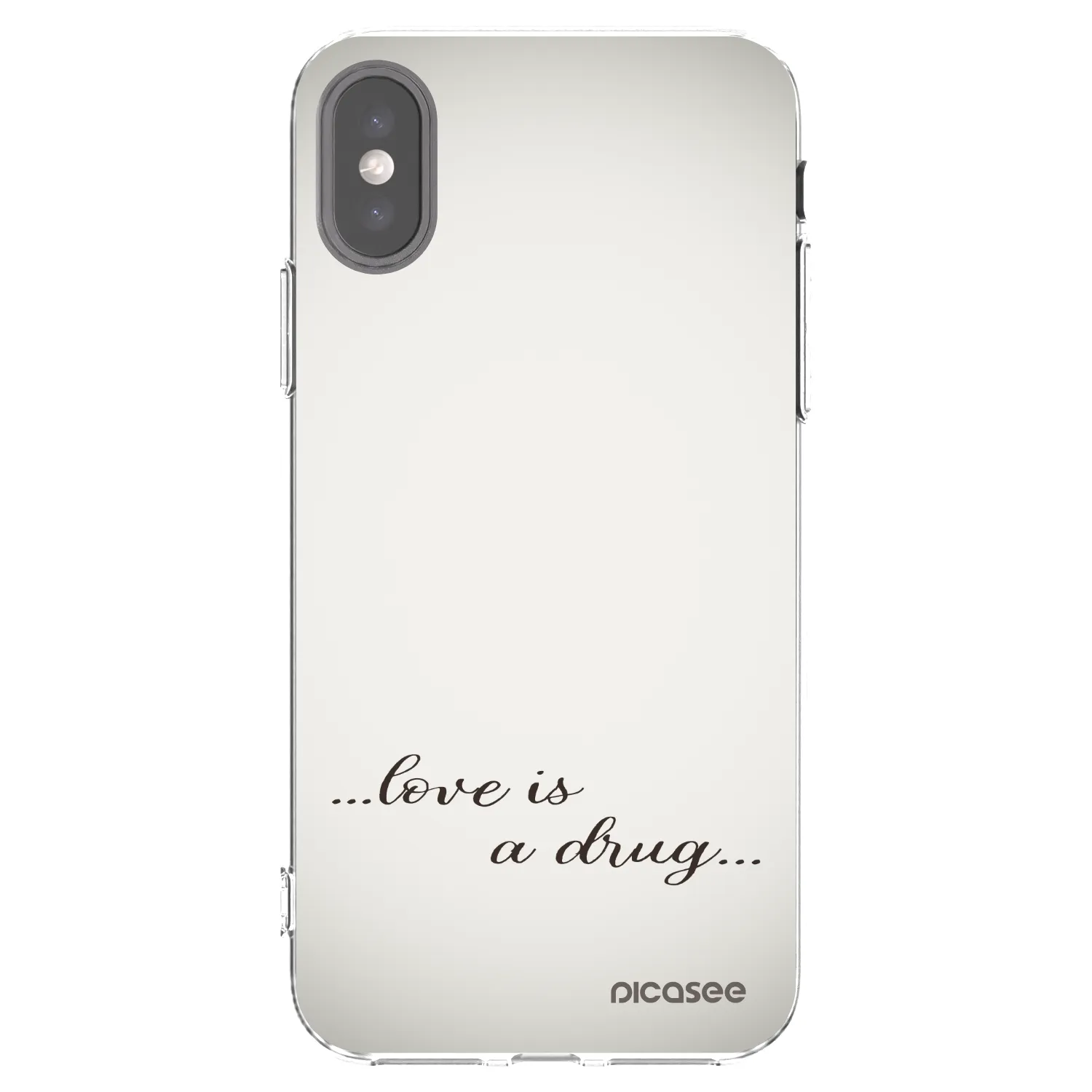 Picasee silikonowe przeźroczyste etui na Apple iPhone X/XS - Love is a drug