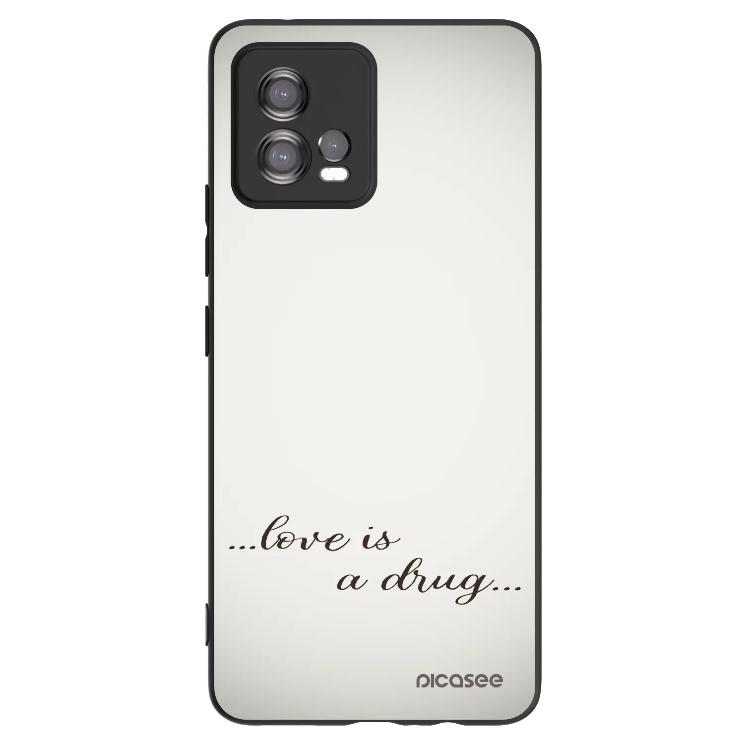 Picasee silikonowe czarne etui na Motorola Moto G72 - Love is a drug