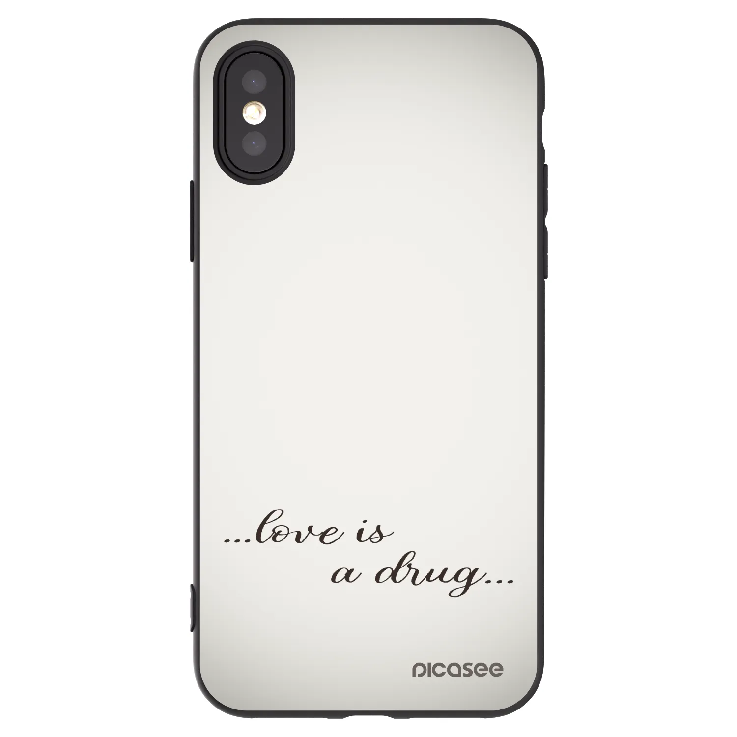 Picasee silikonowe czarne etui na Apple iPhone X/XS - Love is a drug