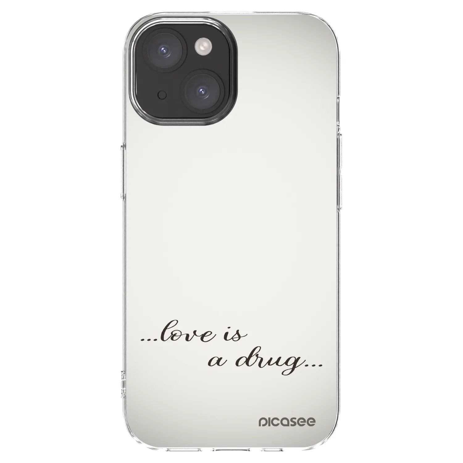 Picasee silikonowe przeźroczyste etui na Apple iPhone 15 - Love is a drug