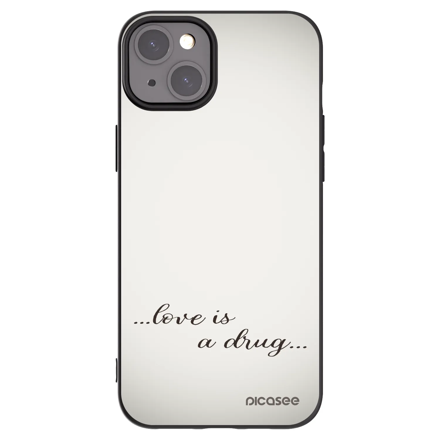 Picasee silikonowe czarne etui na Apple iPhone 15 Plus - Love is a drug
