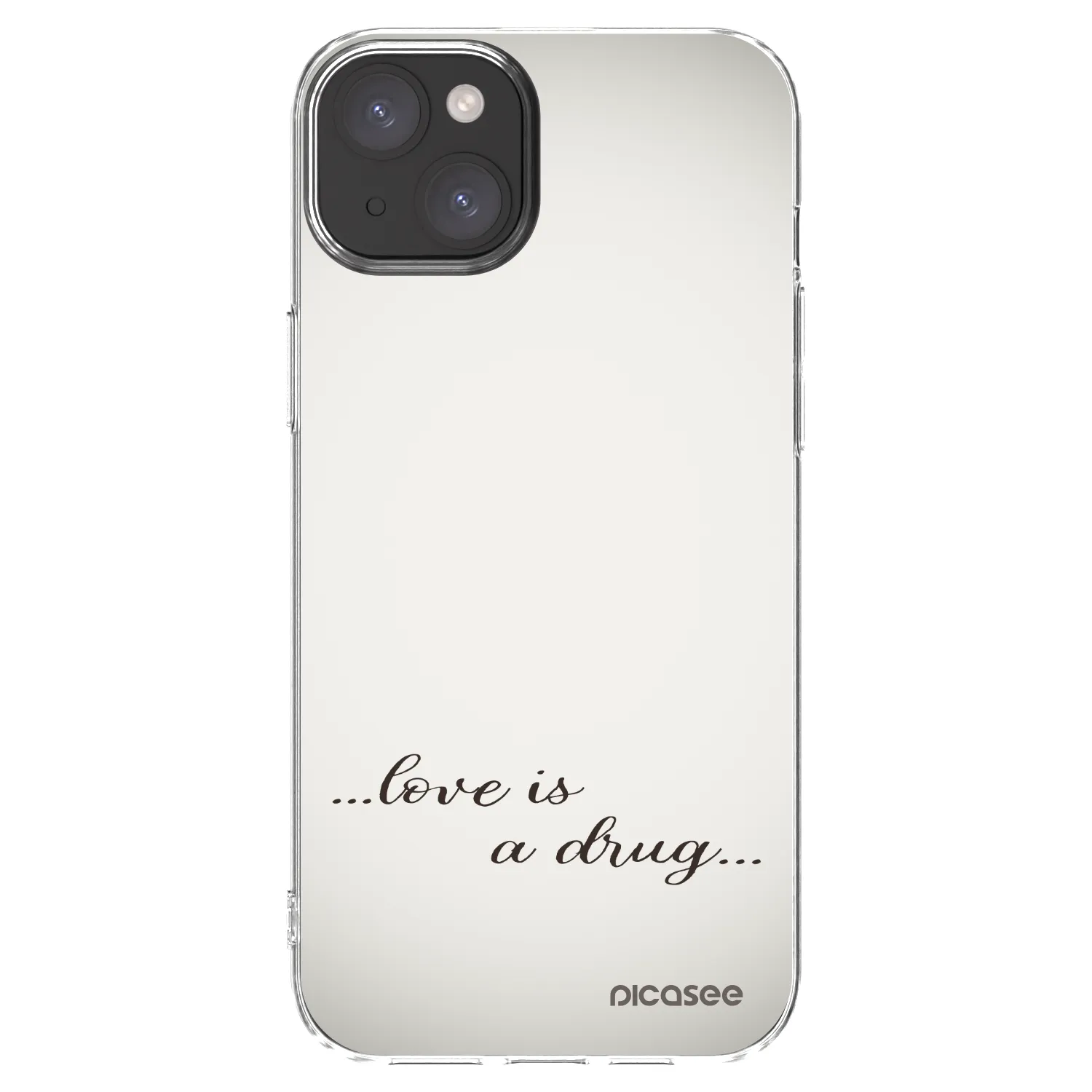 Picasee silikonowe przeźroczyste etui na Apple iPhone 15 Plus - Love is a drug
