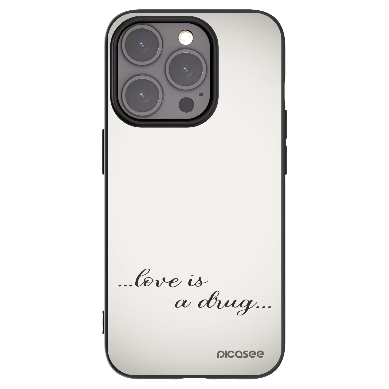 Picasee silikonowe czarne etui na Apple iPhone 15 Pro - Love is a drug