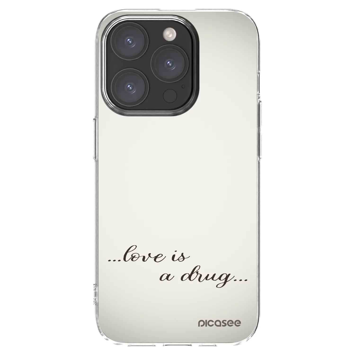 Picasee silikonowe przeźroczyste etui na Apple iPhone 15 Pro - Love is a drug