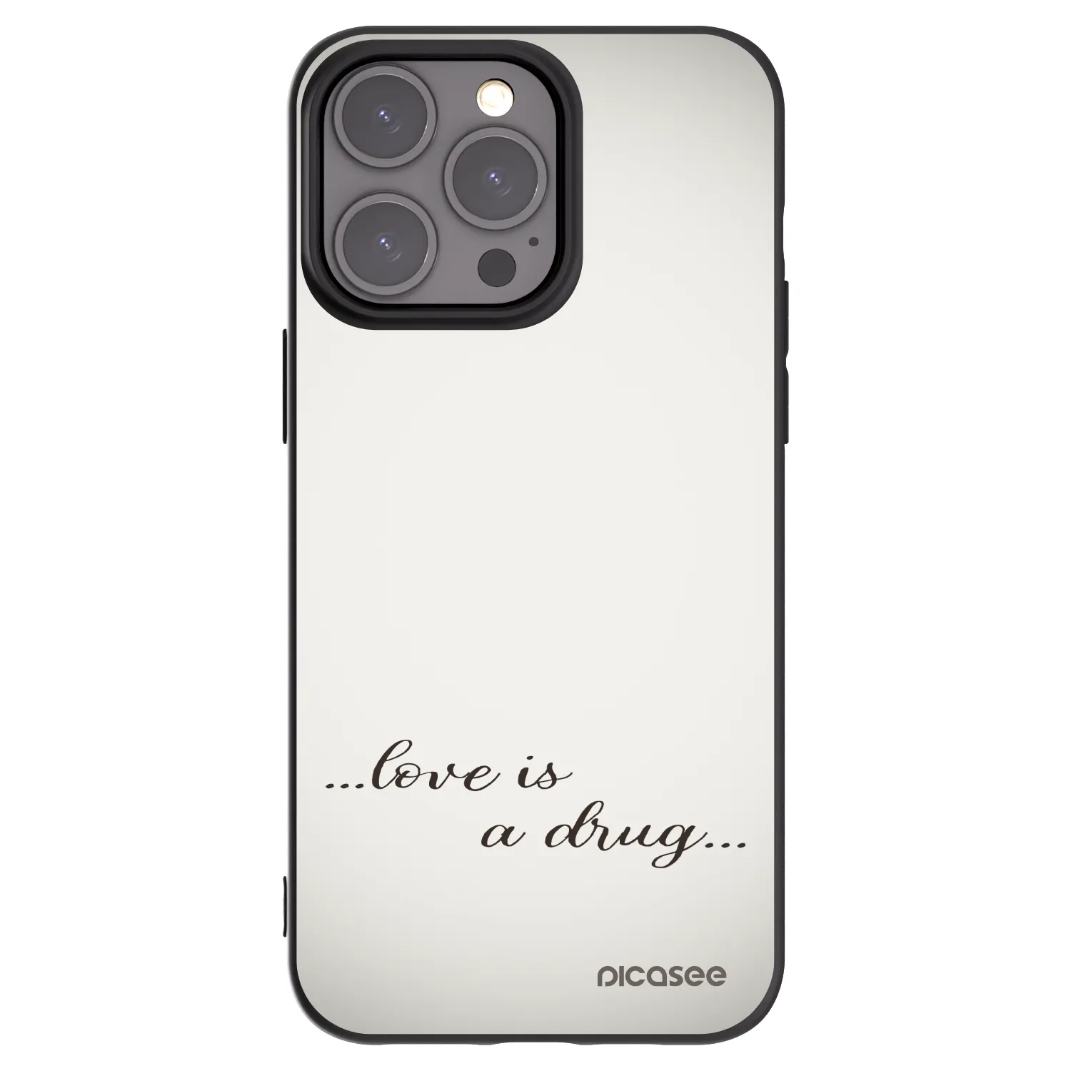 Picasee silikonowe czarne etui na Apple iPhone 15 Pro Max - Love is a drug
