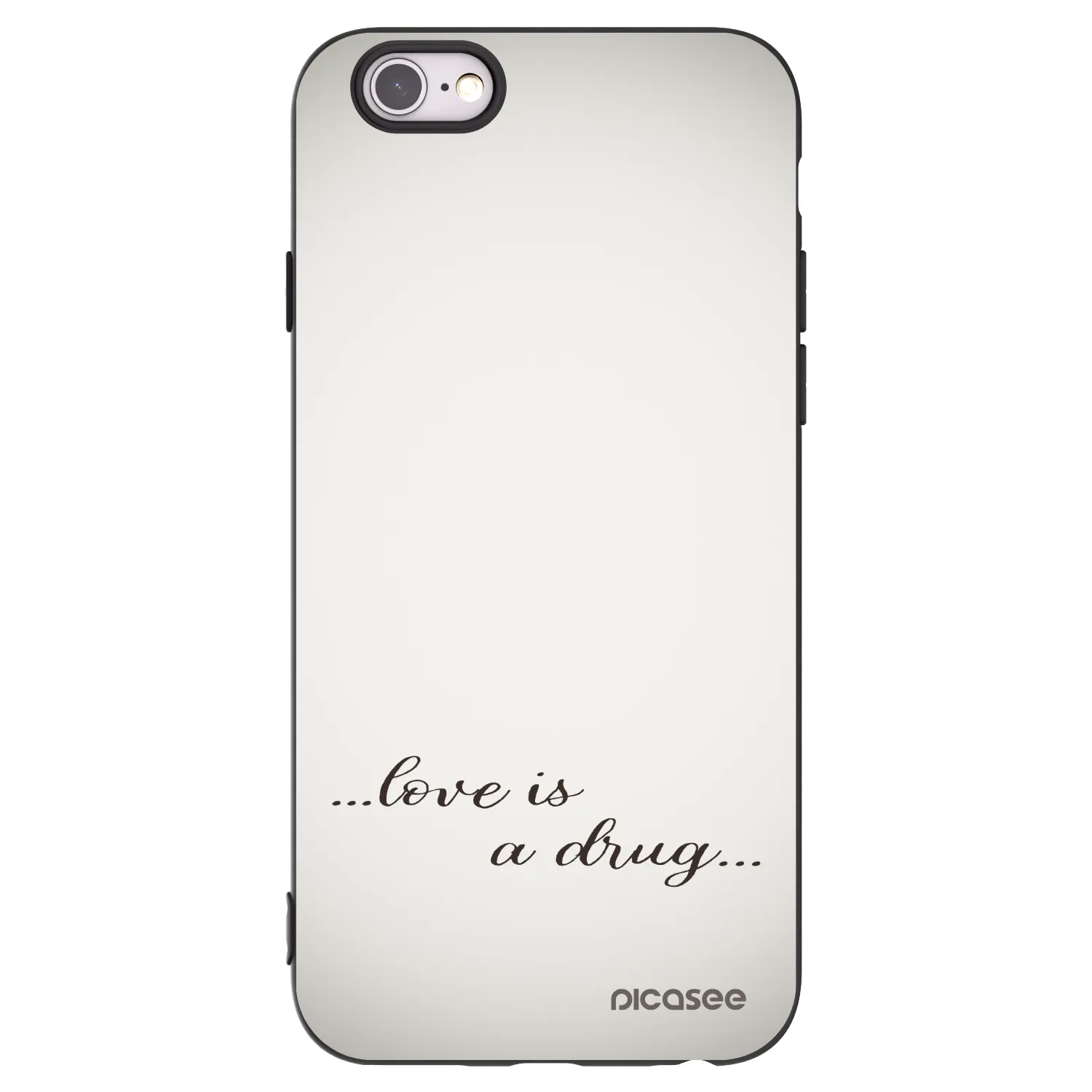 Picasee silikonowe czarne etui na Apple iPhone 6/6S - Love is a drug