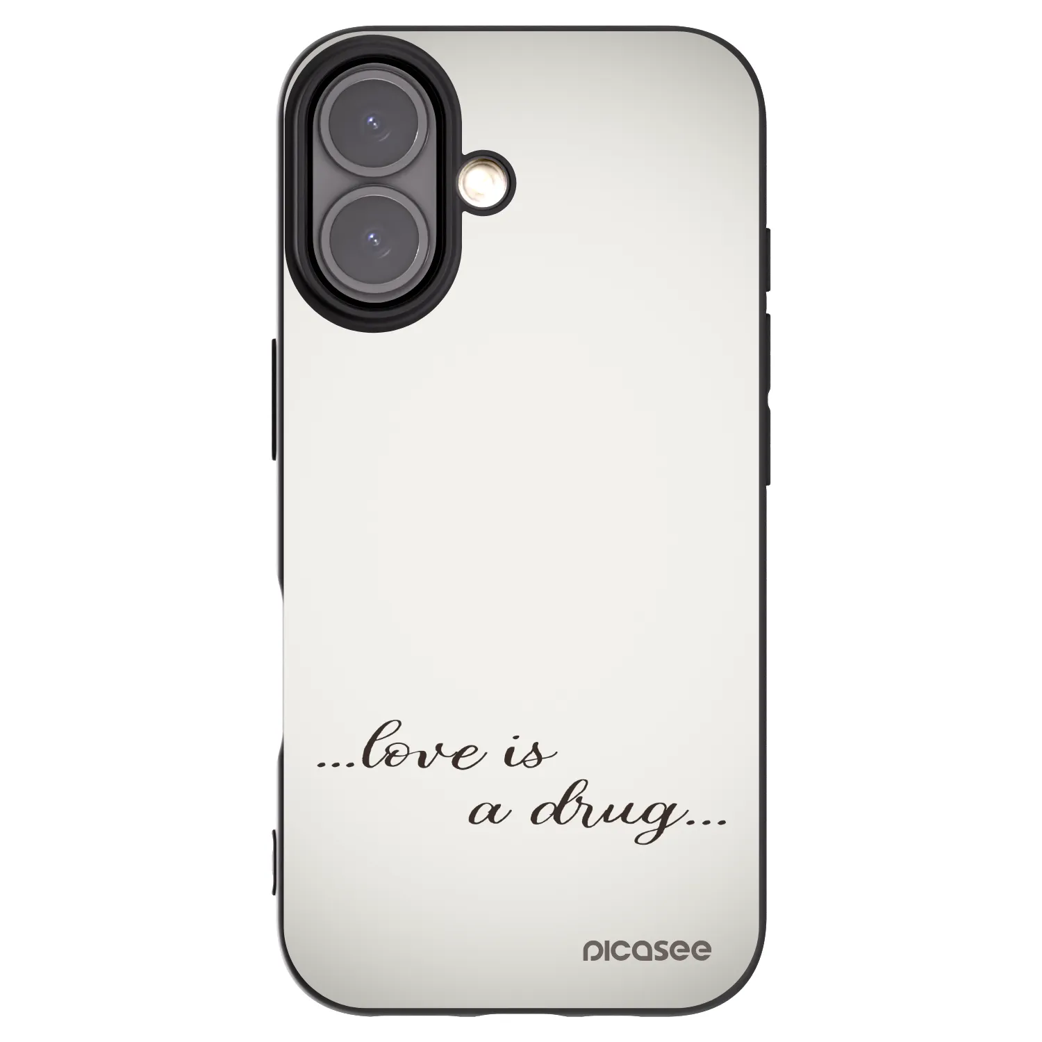 Picasee silikonowe czarne etui na Apple iPhone 16 - Love is a drug