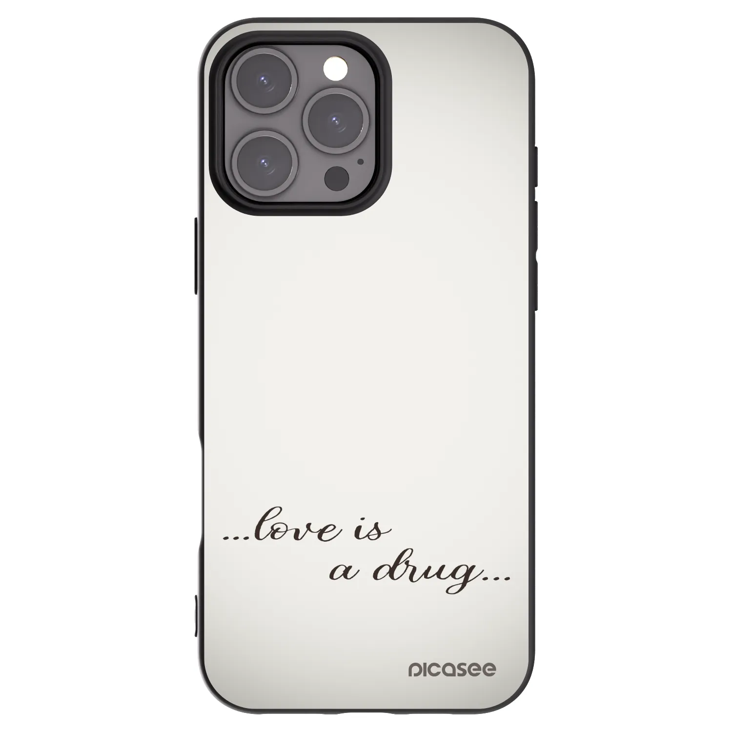 Picasee silikonowe czarne etui na Apple iPhone 16 Pro Max - Love is a drug