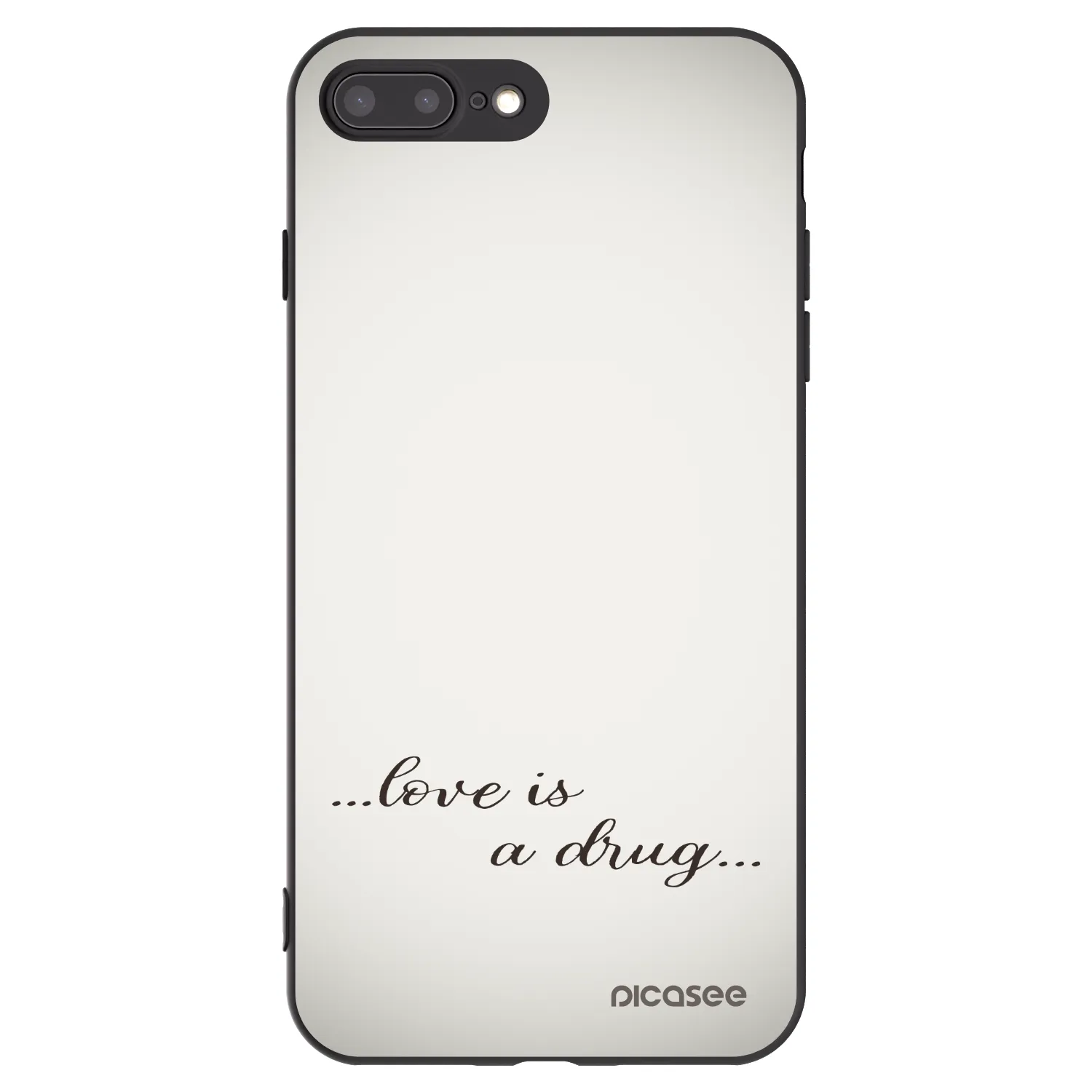 Picasee silikonowe czarne etui na Apple iPhone 8 Plus - Love is a drug