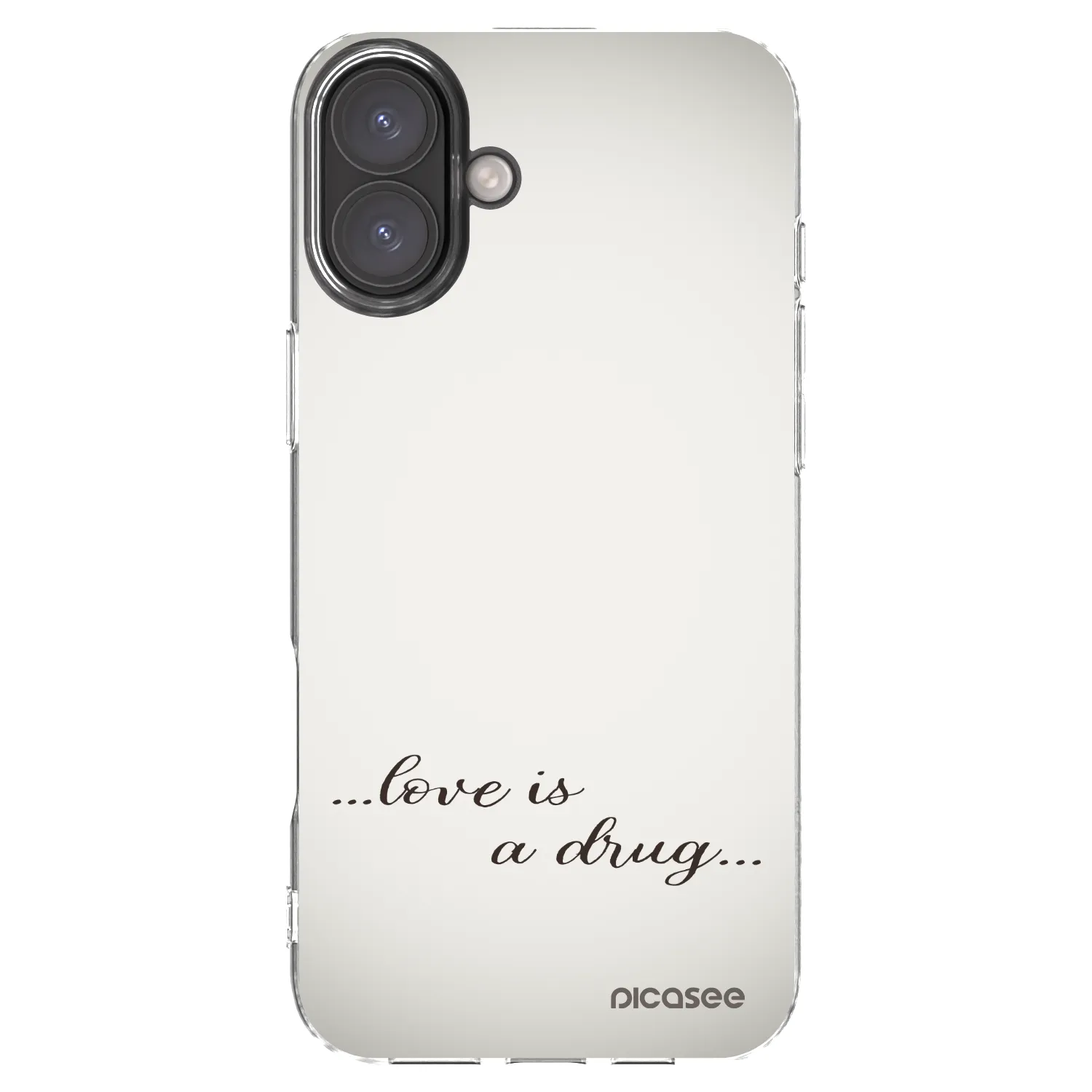 Picasee silikonowe przeźroczyste etui na Apple iPhone 16 Plus - Love is a drug