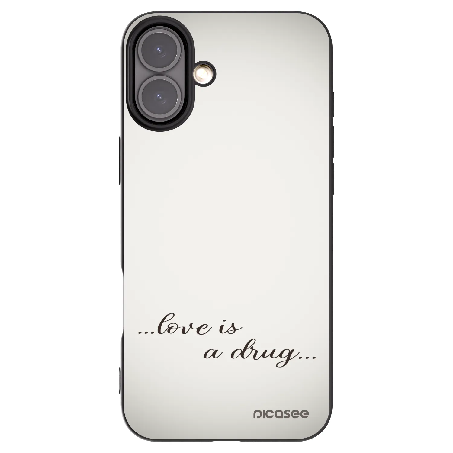 Picasee silikonowe czarne etui na Apple iPhone 16 Plus - Love is a drug