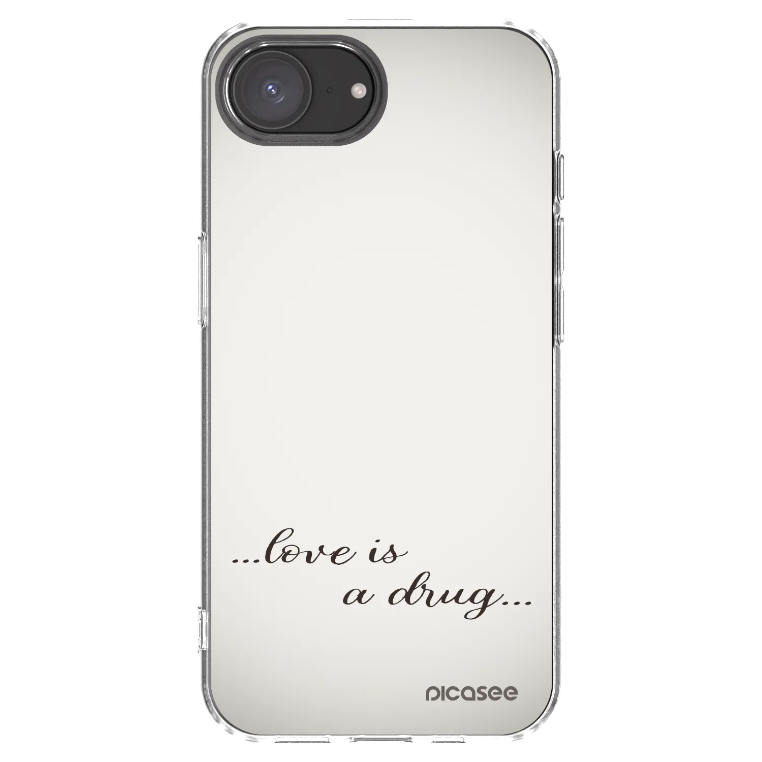 Picasee silikonowe przeźroczyste etui na Apple iPhone 16e - Love is a drug