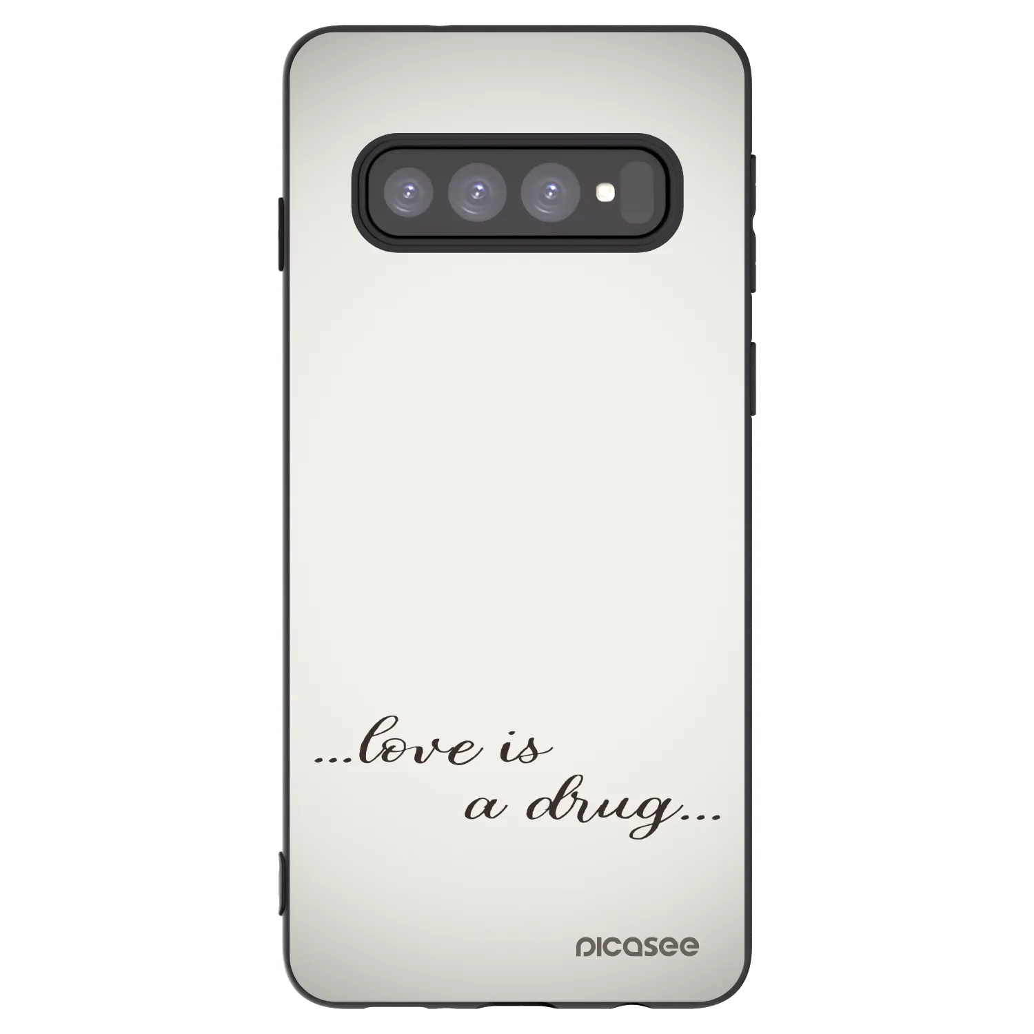 Picasee silikonowe czarne etui na Samsung Galaxy S10 G973 - Love is a drug