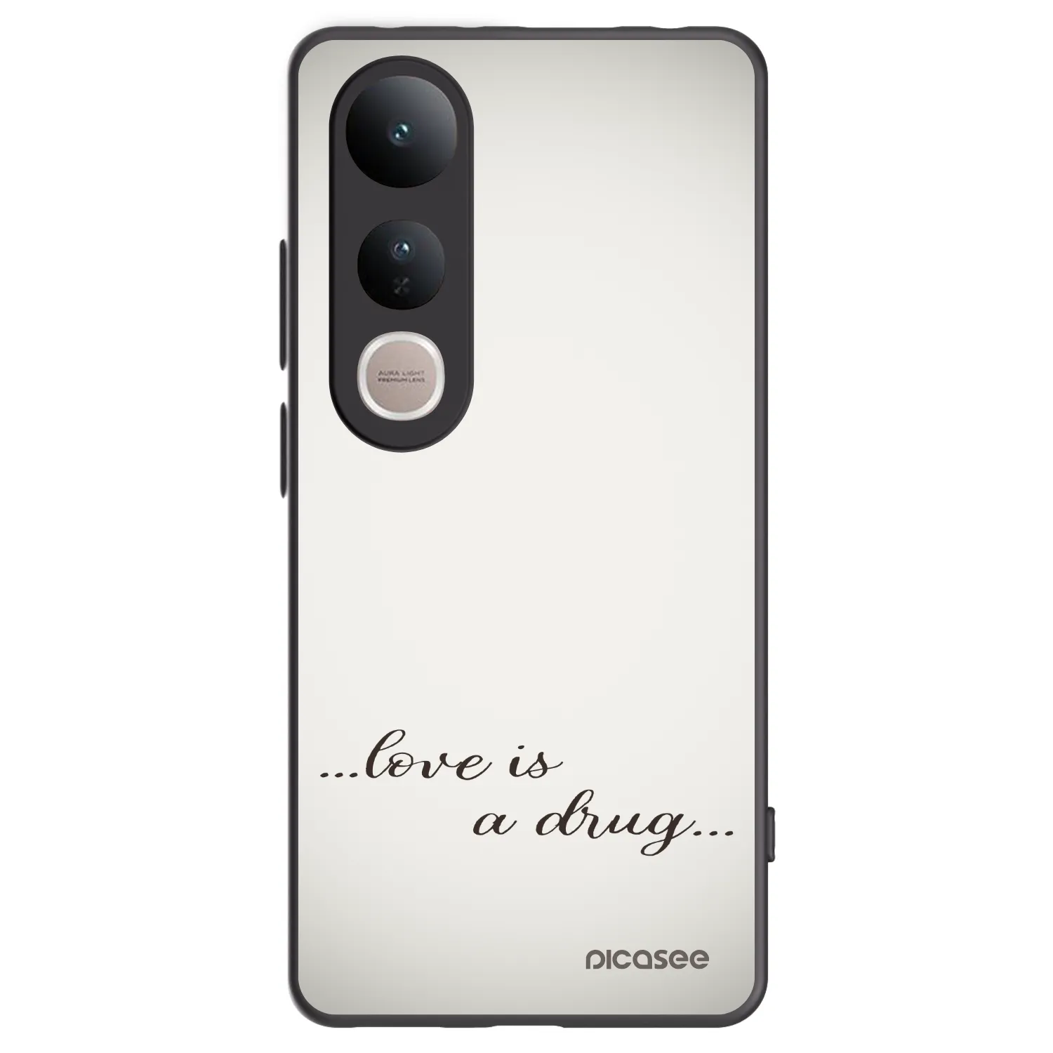 Picasee silikonowe czarne etui na Vivo V50 Lite 5G - Love is a drug