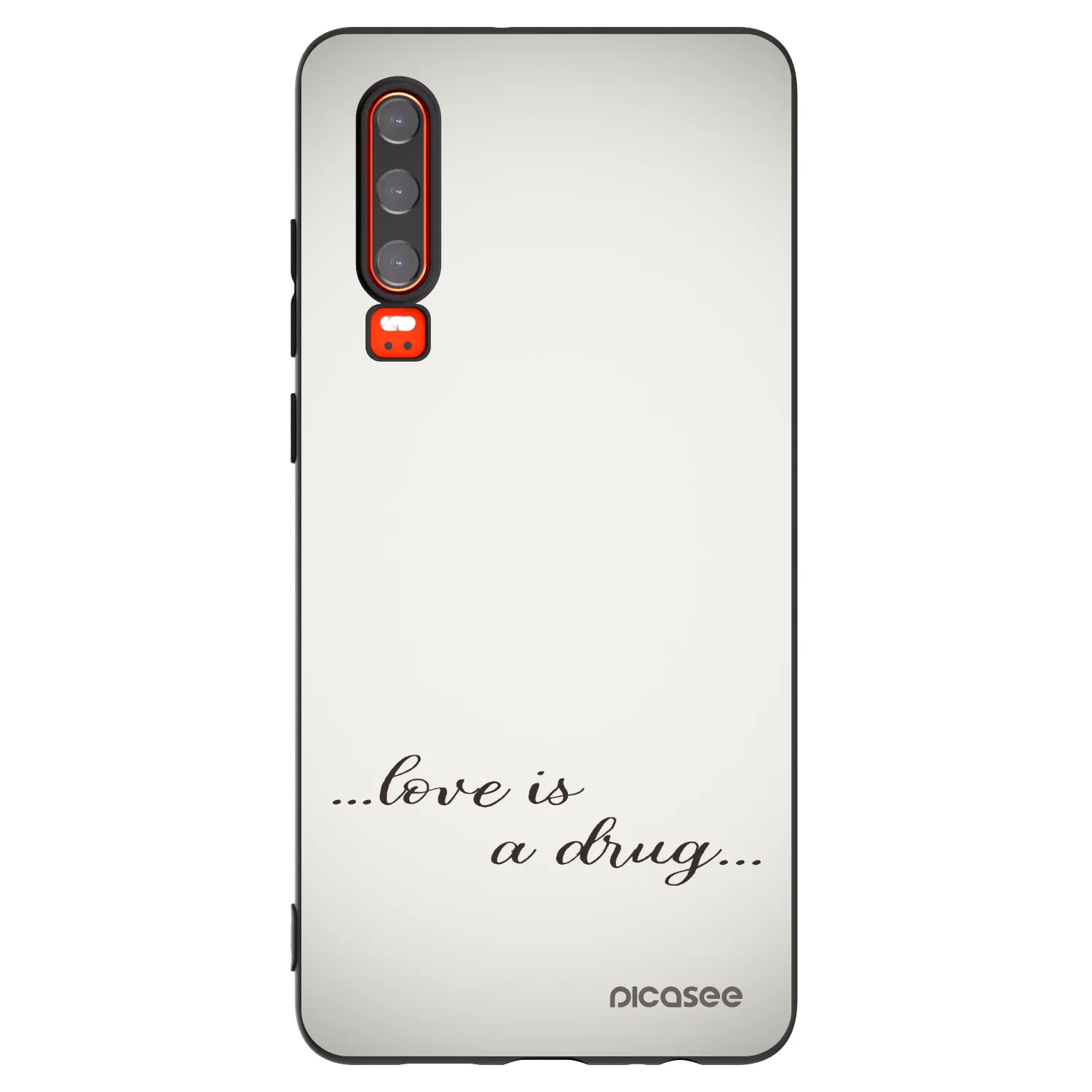 Picasee silikonowe czarne etui na Huawei P30 - Love is a drug