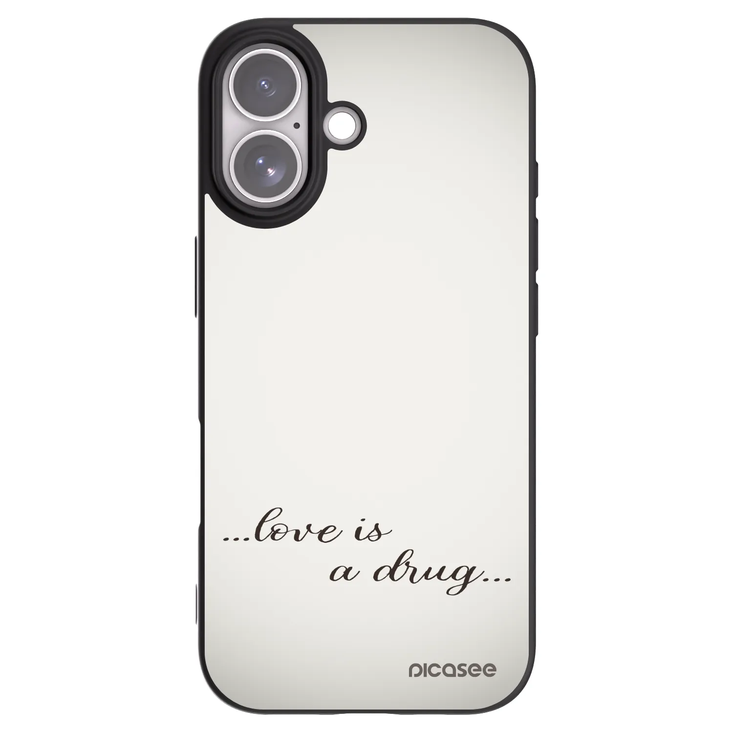 Picasee silikonowe czarne etui na Apple iPhone 17 - Love is a drug