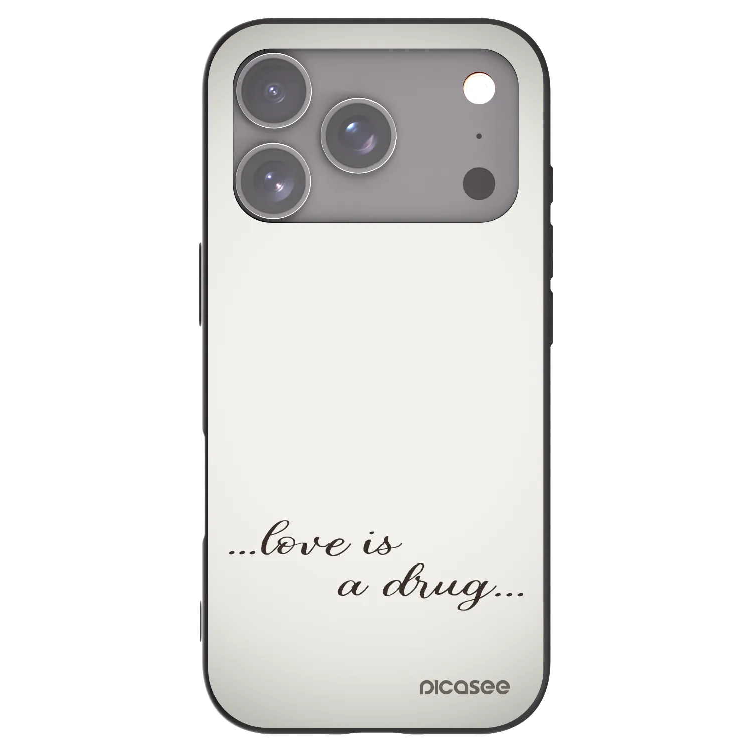Picasee silikonowe czarne etui na Apple iPhone 17 Pro - Love is a drug