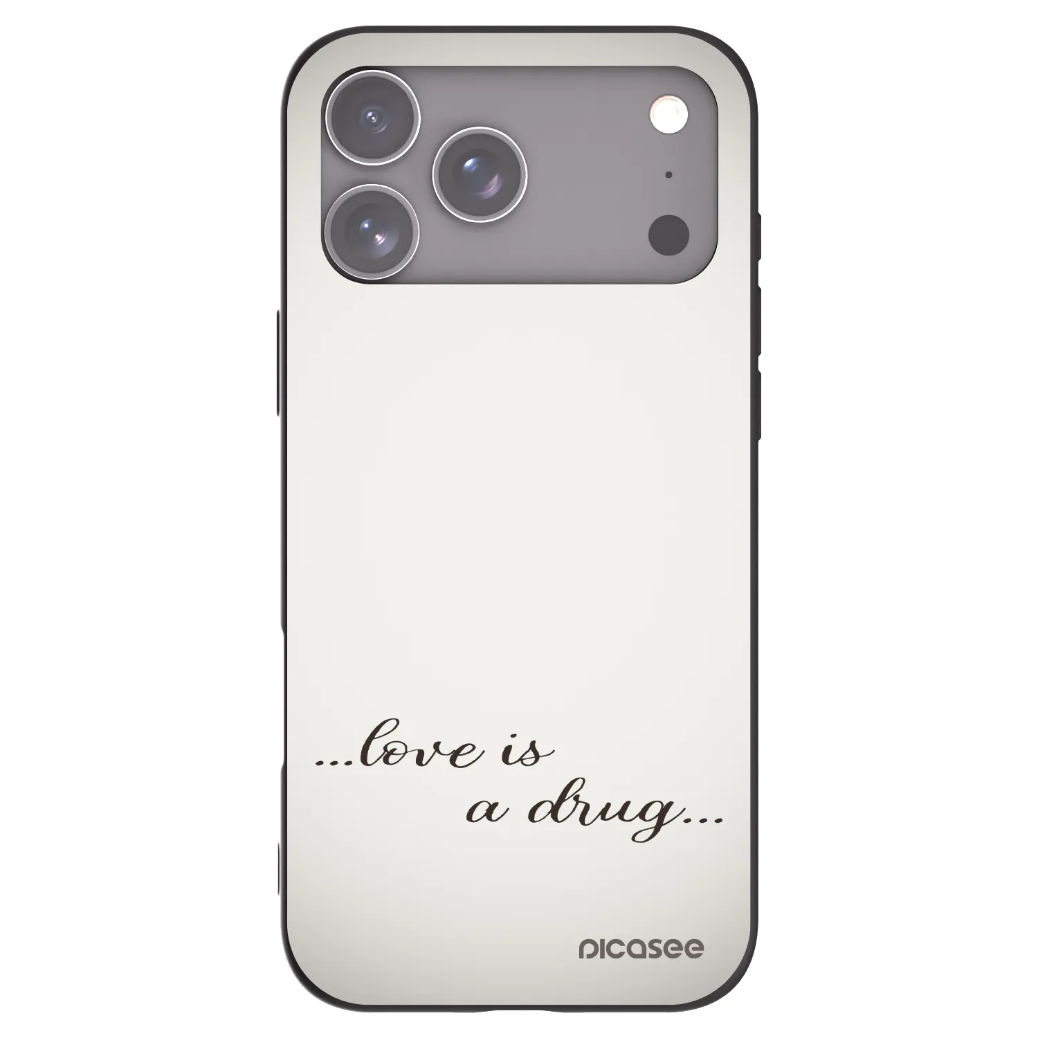Picasee silikonowe czarne etui na Apple iPhone 17 Pro Max - Love is a drug