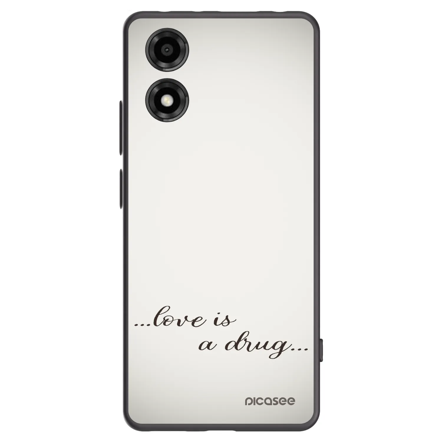 Picasee silikonowe czarne etui na Motorola Moto E14 - Love is a drug