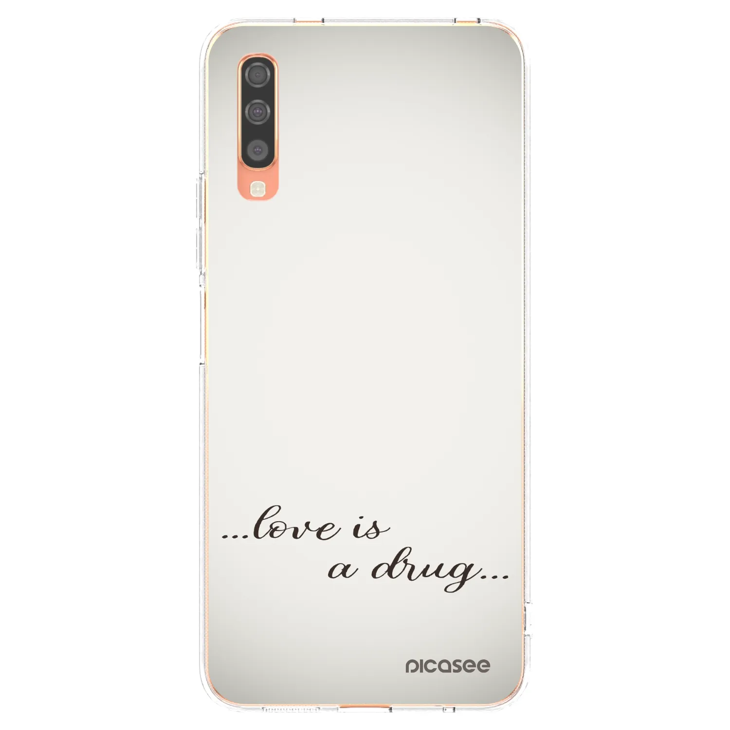 Picasee silikonowe przeźroczyste etui na Samsung Galaxy A70 A705F - Love is a drug