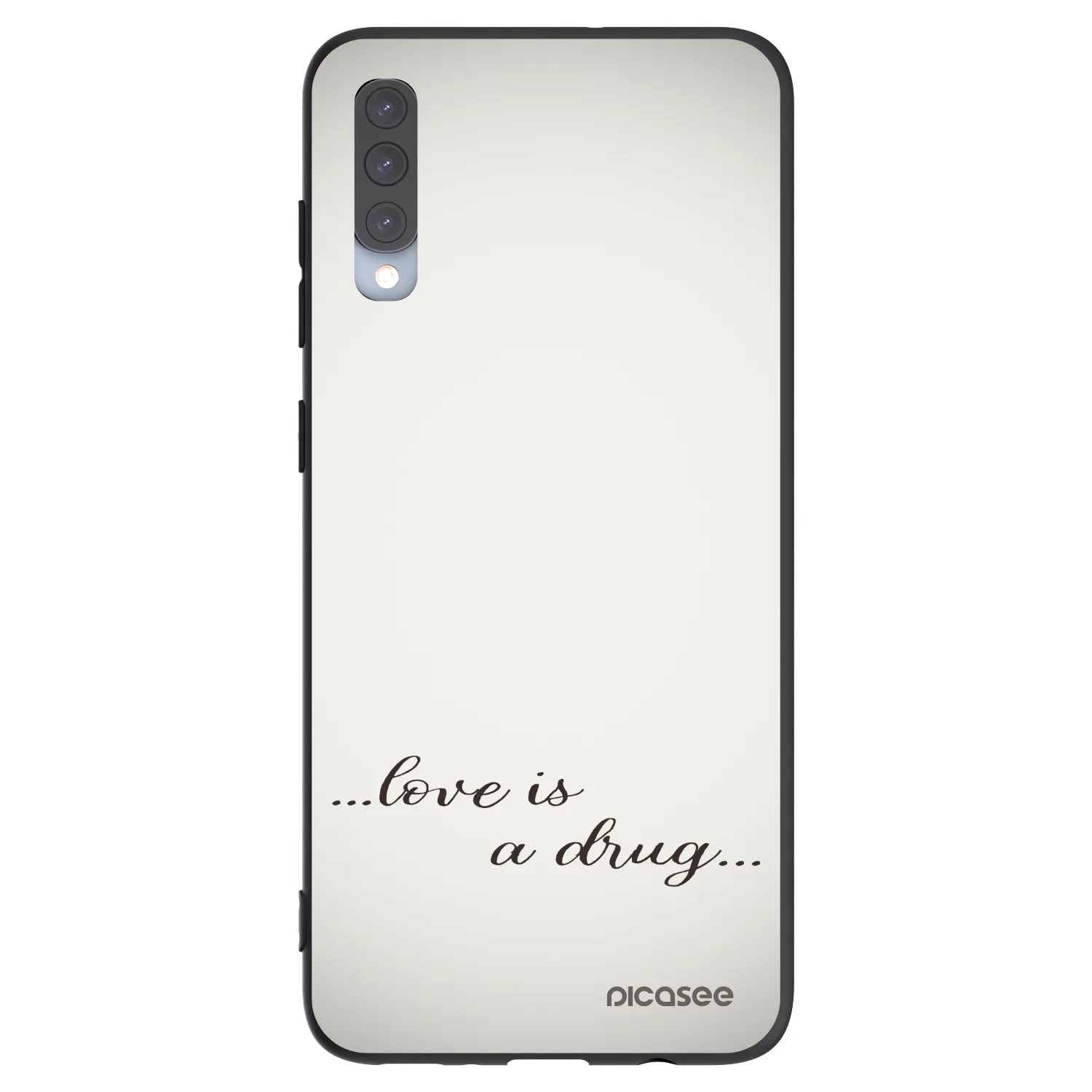 Picasee silikonowe czarne etui na Samsung Galaxy A70 A705F - Love is a drug
