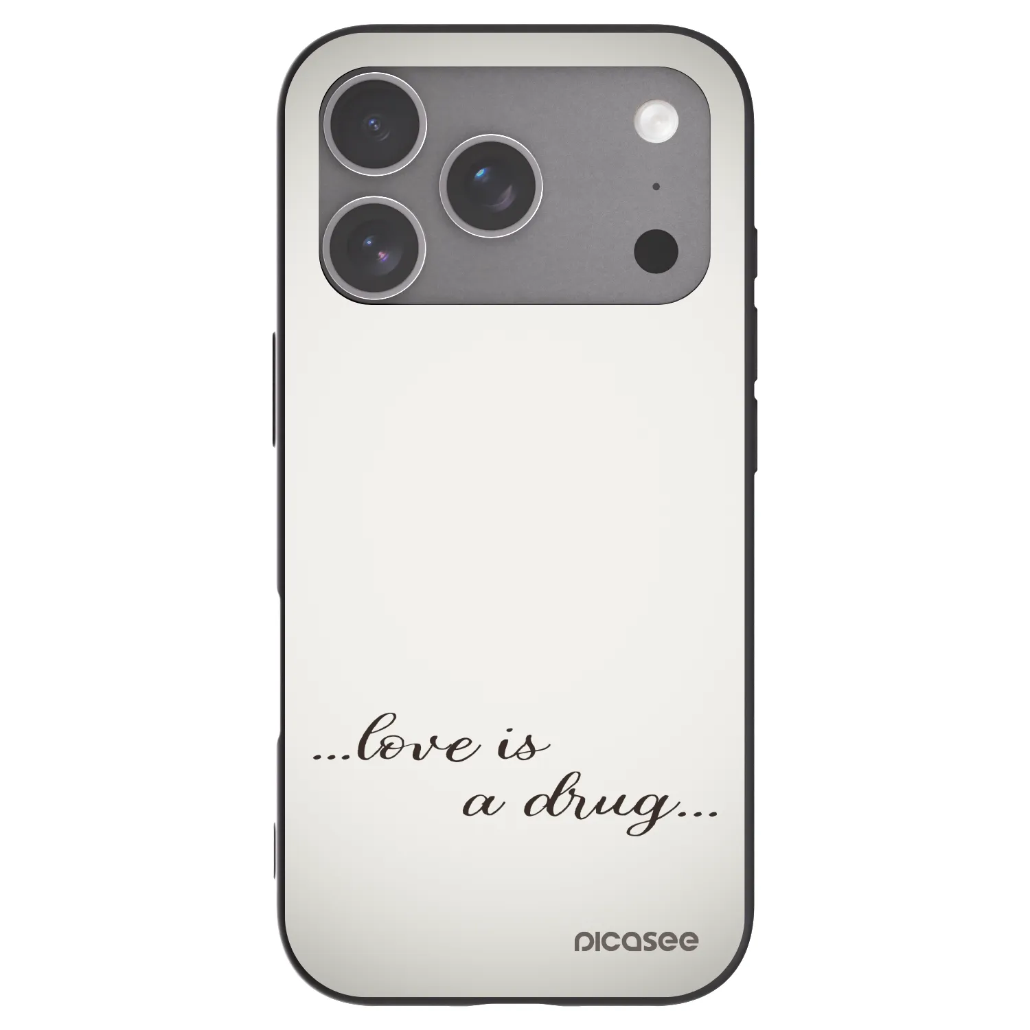 Picasee silikonowe czarne etui na Apple iPhone 18 Pro - Love is a drug