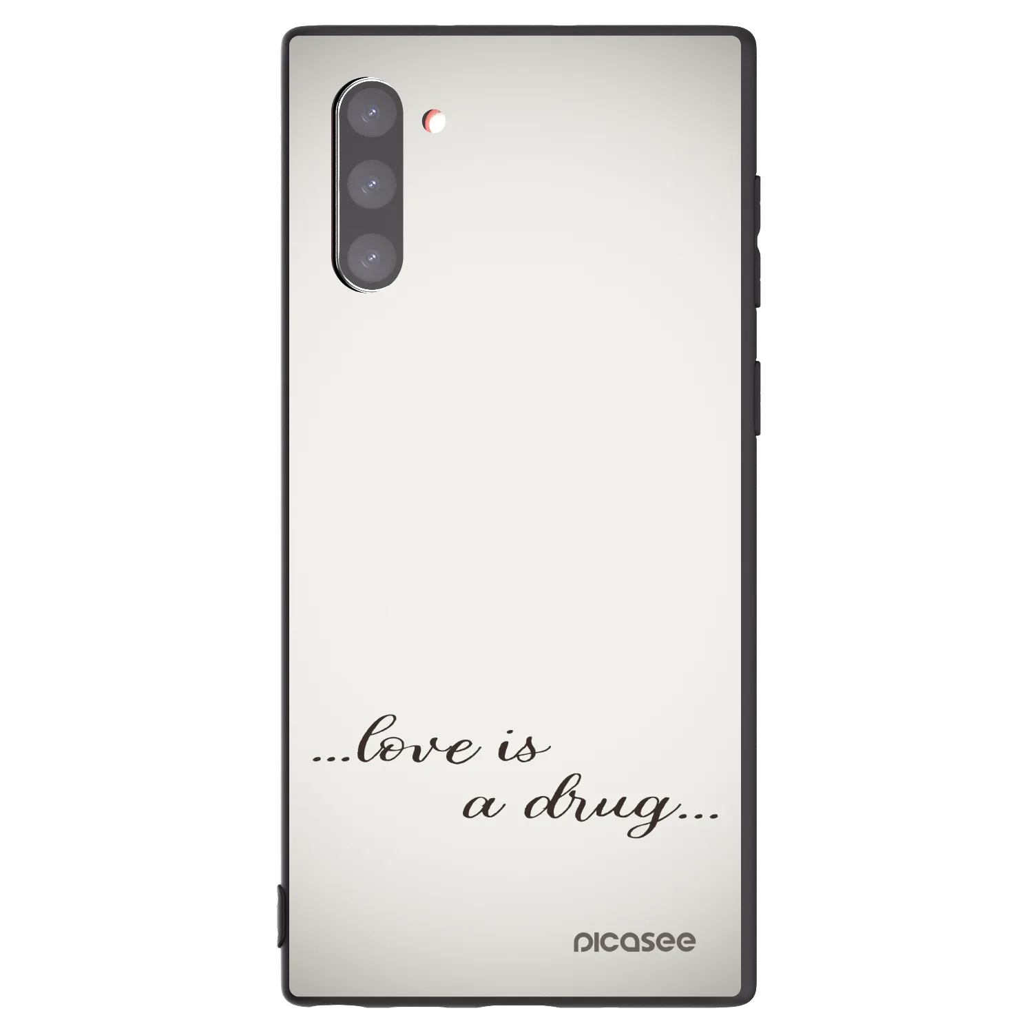 Picasee silikonowe czarne etui na Samsung Galaxy Note 10 N970F - Love is a drug