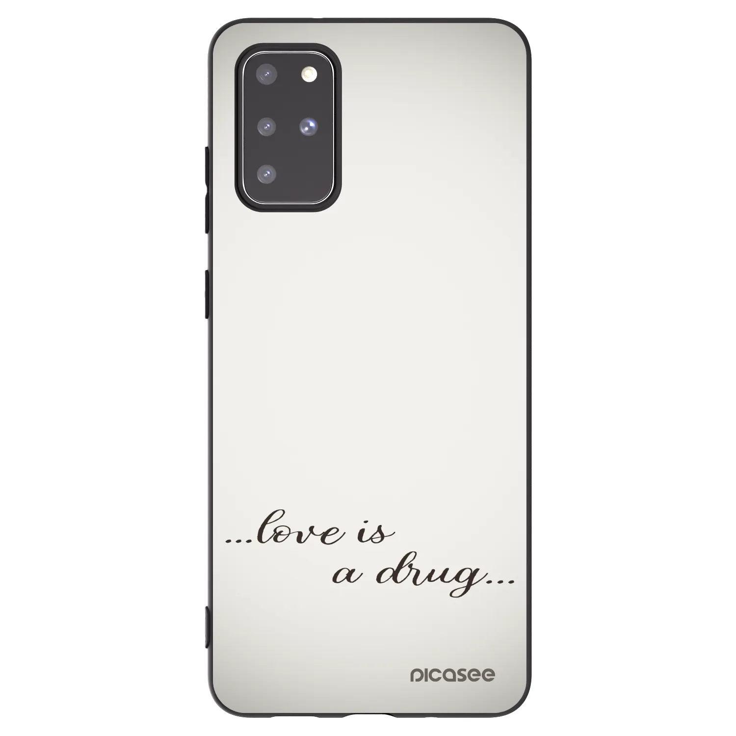 Picasee silikonowe czarne etui na Samsung Galaxy S20+ G985F - Love is a drug