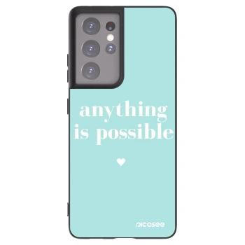 Picasee silikonowe czarne etui na Samsung Galaxy S21 Ultra 5G G998B - Anything is possible