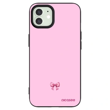 Picasee silikonowe czarne etui na Apple iPhone 12 - Blush bow