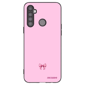 Picasee silikonowe czarne etui na Realme 5 - Blush bow