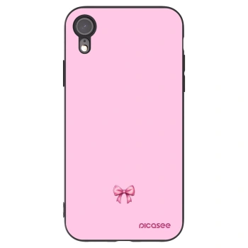 Picasee silikonowe czarne etui na Apple iPhone XR - Blush bow