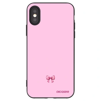 Picasee silikonowe czarne etui na Apple iPhone X/XS - Blush bow